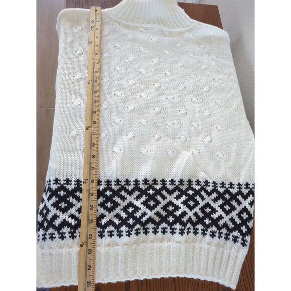 Vintage JOLIE‎ Nordic Sweater With Turtleneck & Black Geometric Pattern sz M / L - Picture 16 of 16